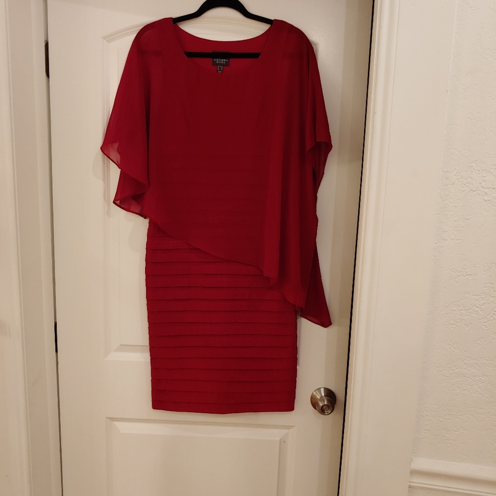 Adrianna Papell Chiffon Drape Overlay Dress